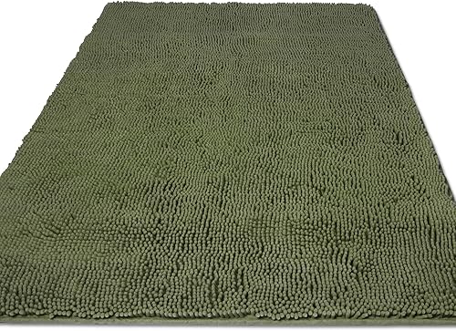 Miniatura 158 de Yeaban Alfombras de baño gris oscuro – Gruesas alfombras de baño de chenilla | Alfombras de baño absorbentes y lavables antideslizantes, alfombras