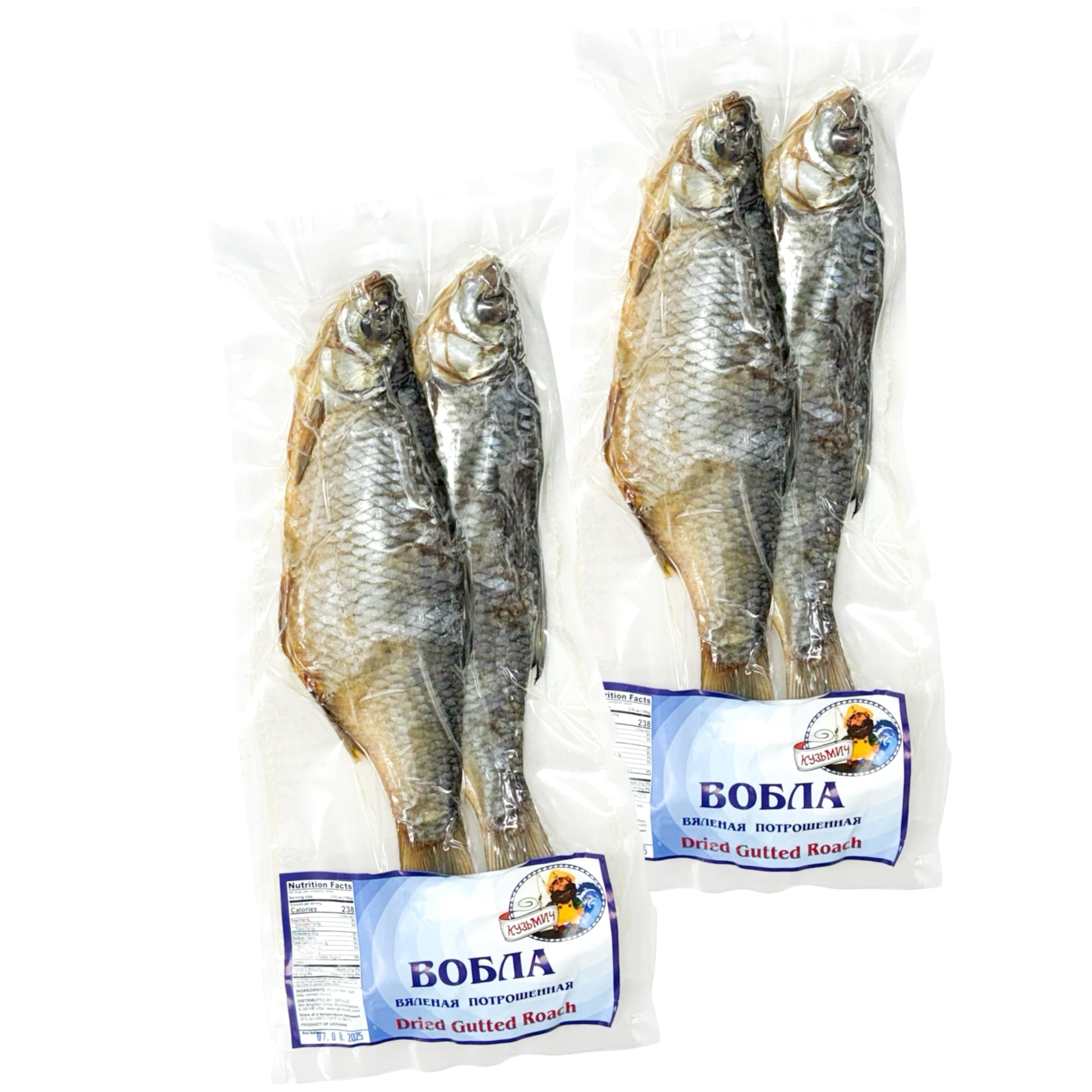 TEAMORE Dried Salted Vobla, Caspian Roach Fish, Whole | Pack of 2