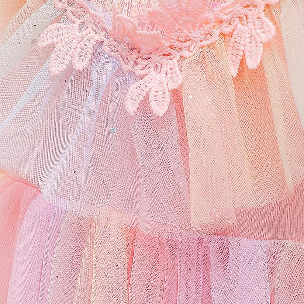 Lito Angels Deguisement Robe de Princesse Licorne Enfant Fille, Taille 2-10 ans, Bleu Arc-en-ciel