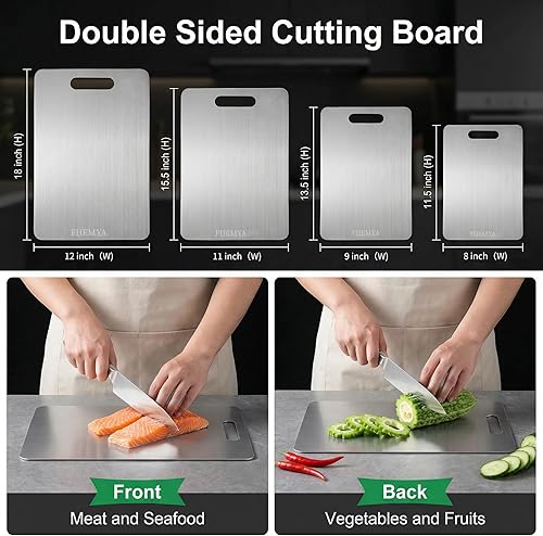 Miniatura 7 de Katuchef Tabla de cortar de titanio para cocina, tablas de cortar de titanio puro Katu Chef, tabla de cortar de doble cara no tóxica para cortar