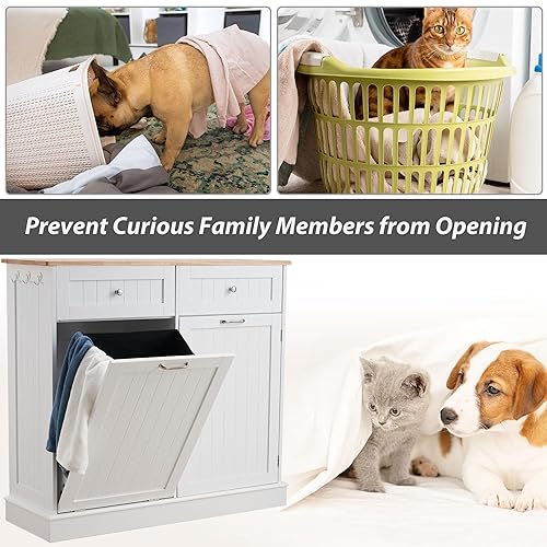 Miniatura 5 de Spurgehom Armario de basura de doble inclinación para cocina, papeleras de cocina, cesto de la ropa sucia, armario de basura extraíble, papelera de