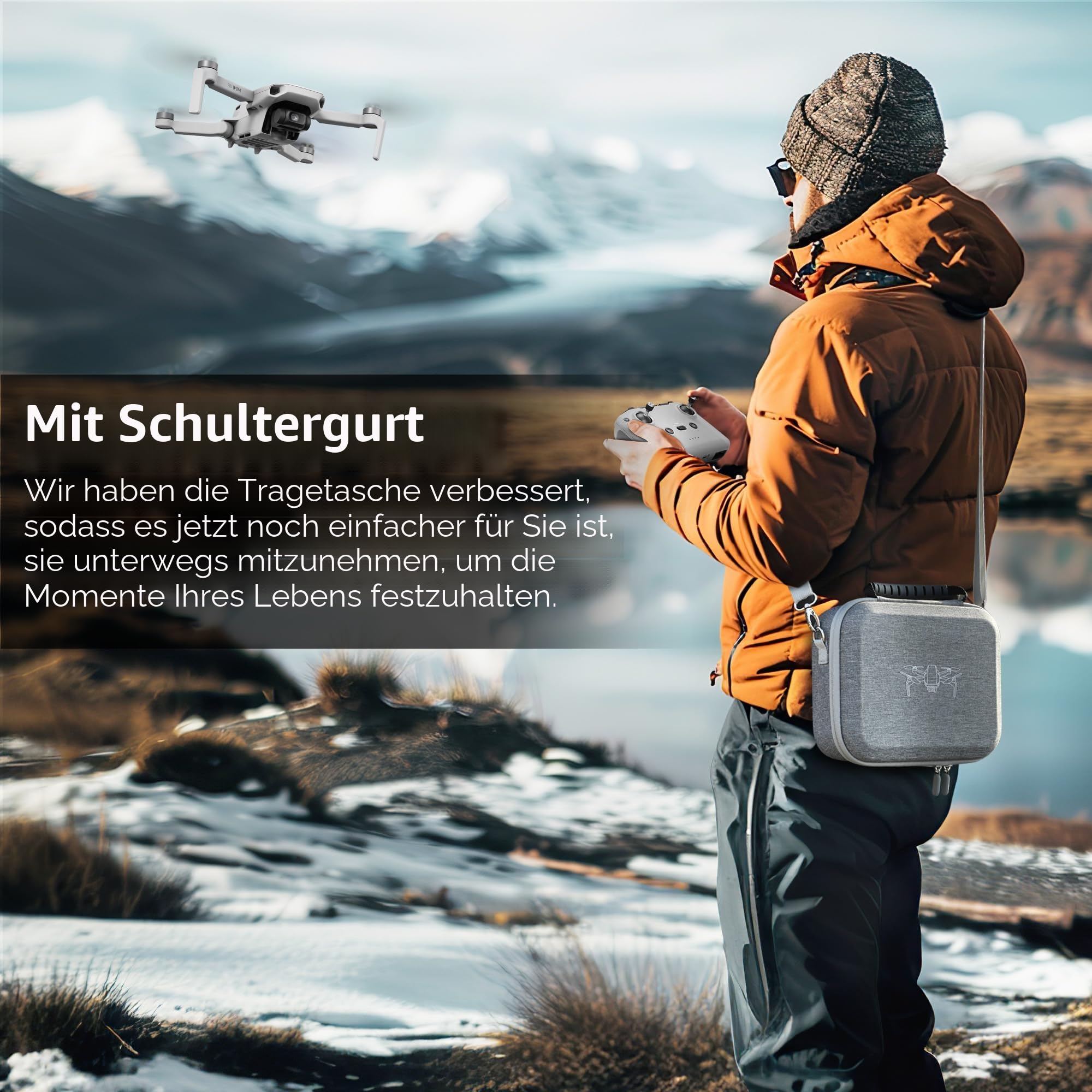FPVtosky Mini 4K Tasche Kompakter Koffer für DJI Mini 2 SE/4K Drohne Zubehör Tragetasche Mit Steuerknüppel, Propellerhalter und Schutz, Grau