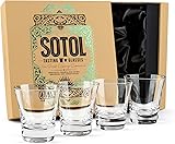 Sotol and Tequila Sipping Glasses | Tequila Glassware Collection | Set of 4 | 6 oz Professional Sippers for Drinking Joven, Reposado, Anejo Sotols | Stemless Heavy Based Liquor Snifters