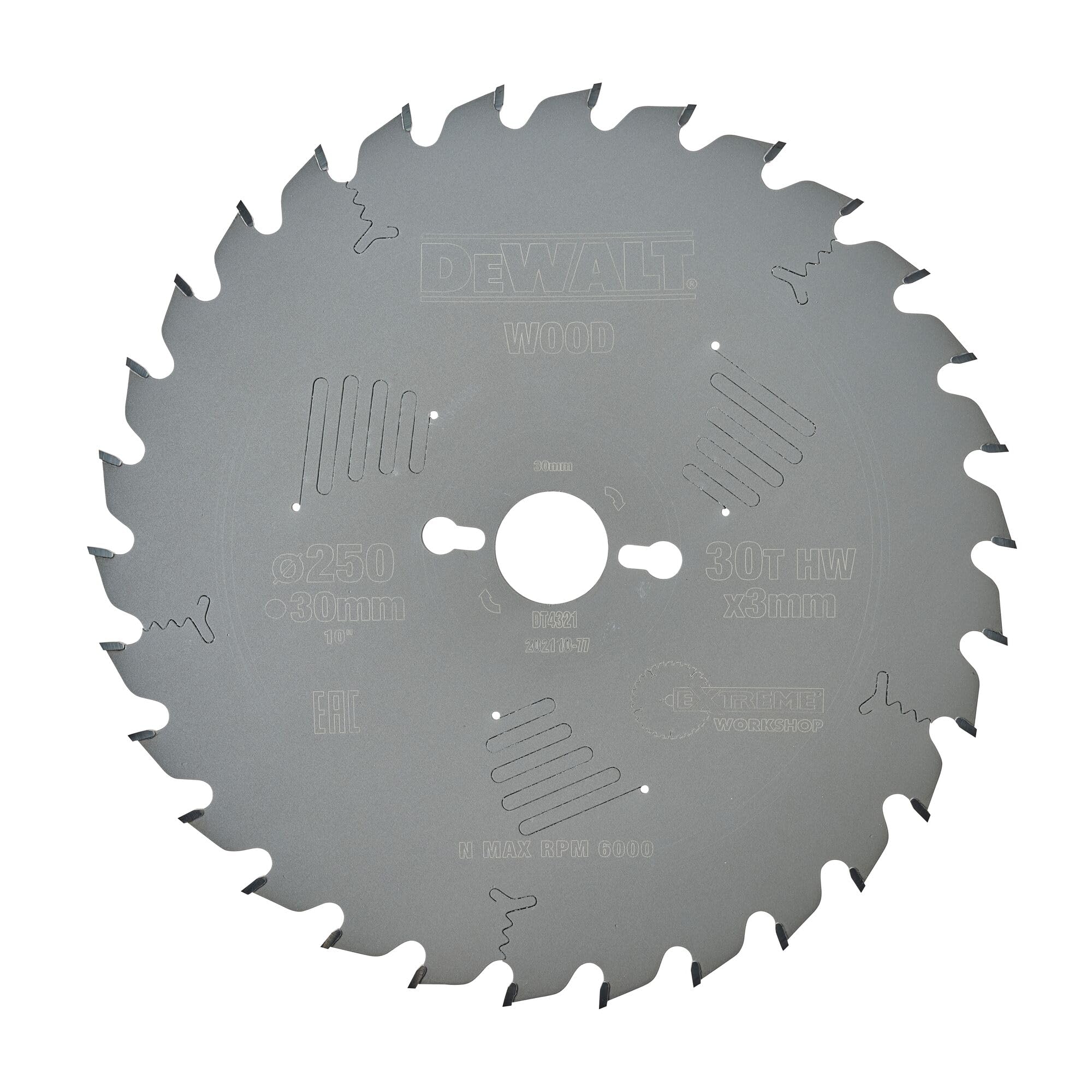 Dewalt Dt4321-Qz Circular Saw Blade 250Mm X 30Mm X 30 Teeth Series 60 General Purpose