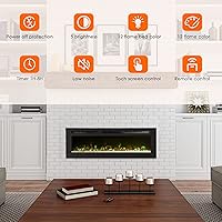 Vista 2 de Chimenea eléctrica independiente de 50 pulgadas, 12 colores de llama, potencia y temperatura ajustable, control remoto