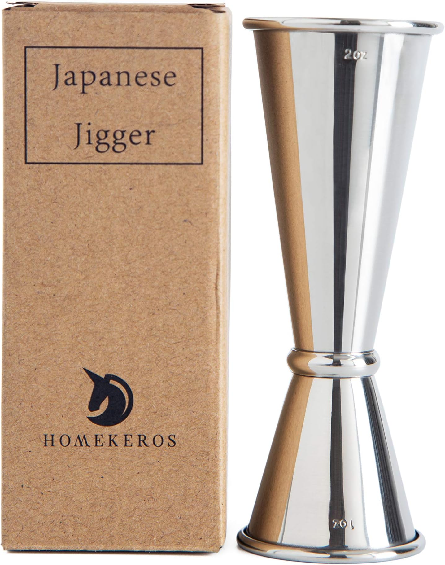Double Cocktail Jigger: Stainless Steel Bar Measuring Jigger 1oz/2oz by HOMEKEROS