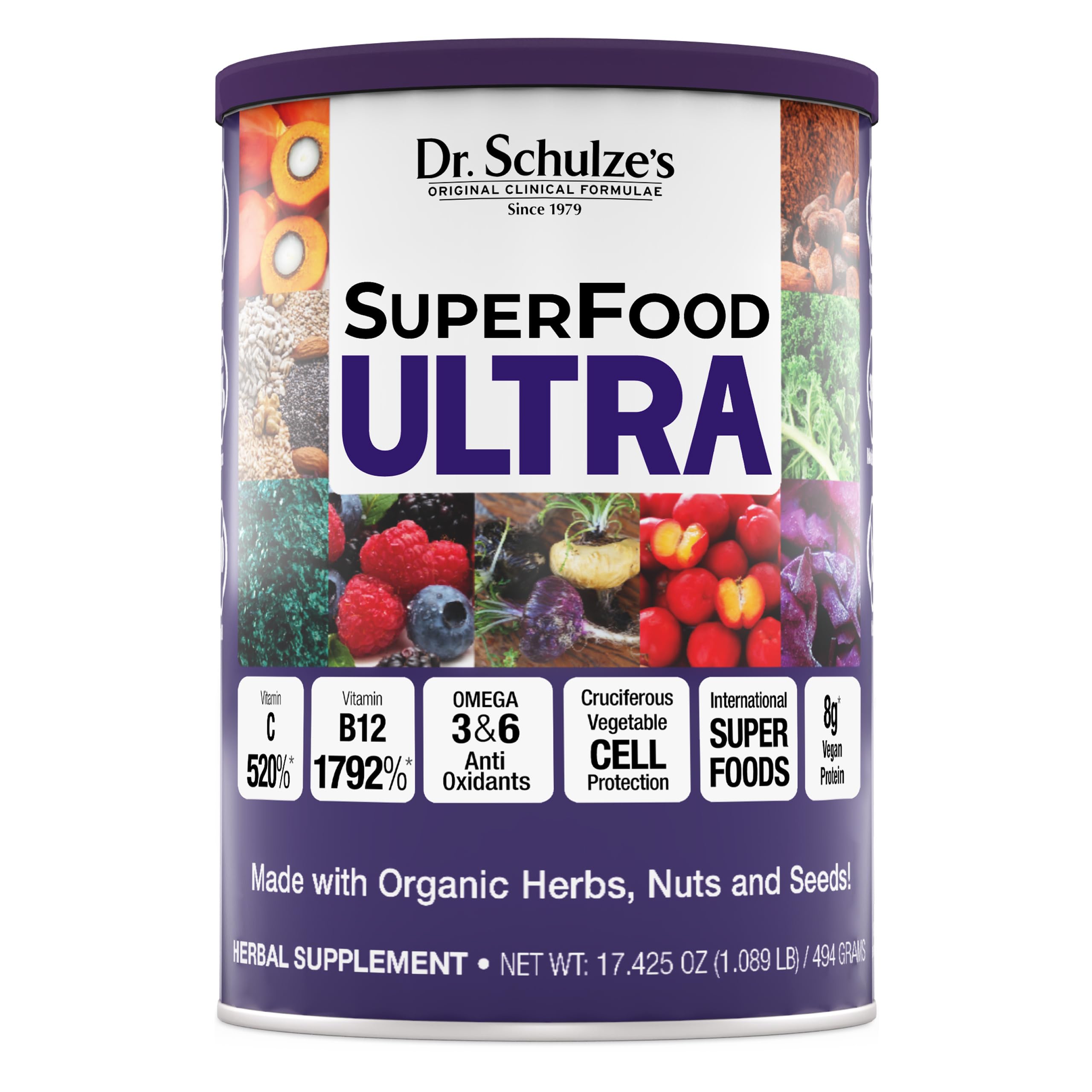 SuperFood Ultra | Organic Super Food Powder | Vitamin B Complex and 520% Vitamin C | May Help Boost Energy & Improve Fitness | Vegan, Non-GMO & Gluten-Free | 17.4 Oz