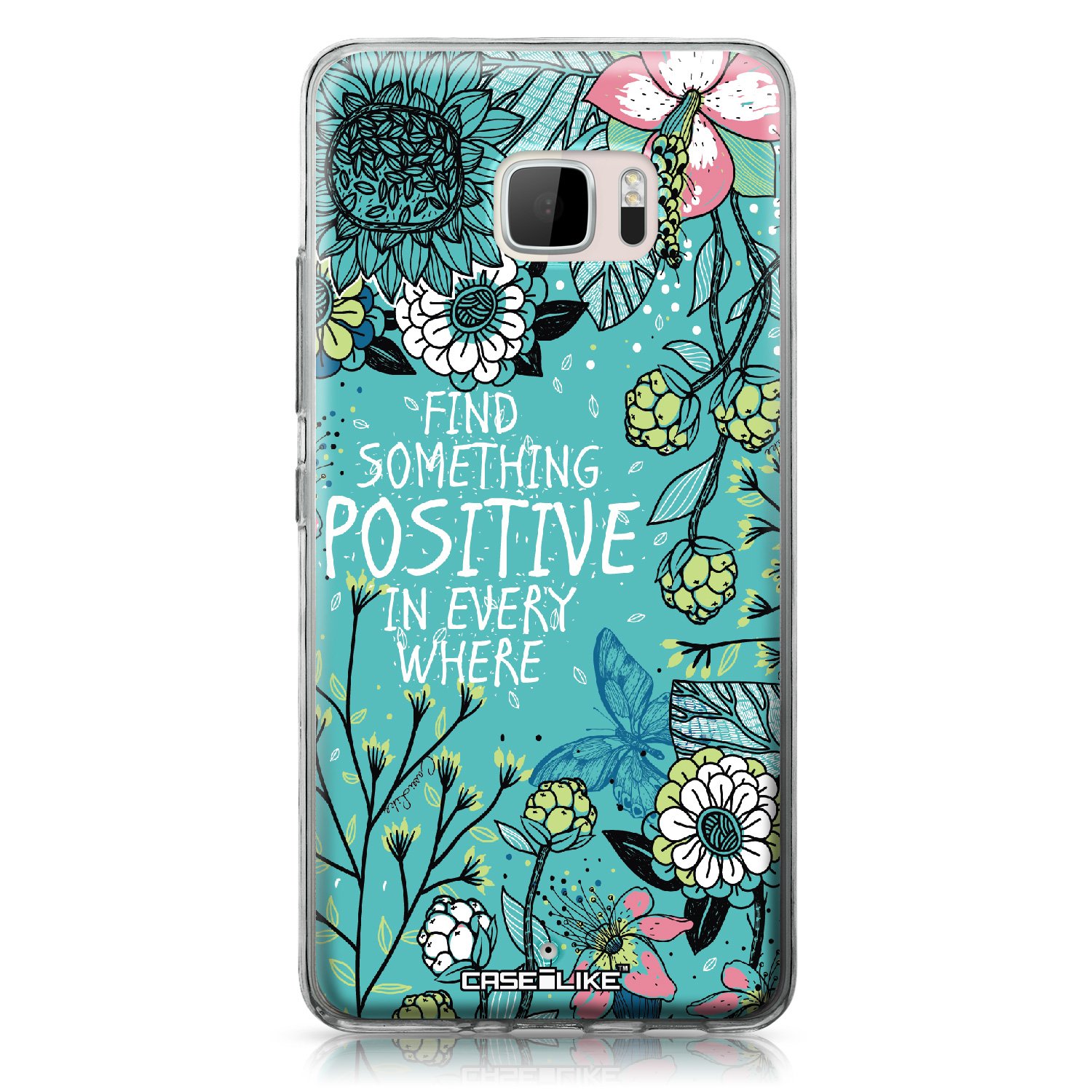 CASEiLIKE HTC U Ultra case, Blooming Flowers Turquoise 2249 Pattern TPU Case Bumper Snap-on Back Cover for HTC U Ultra