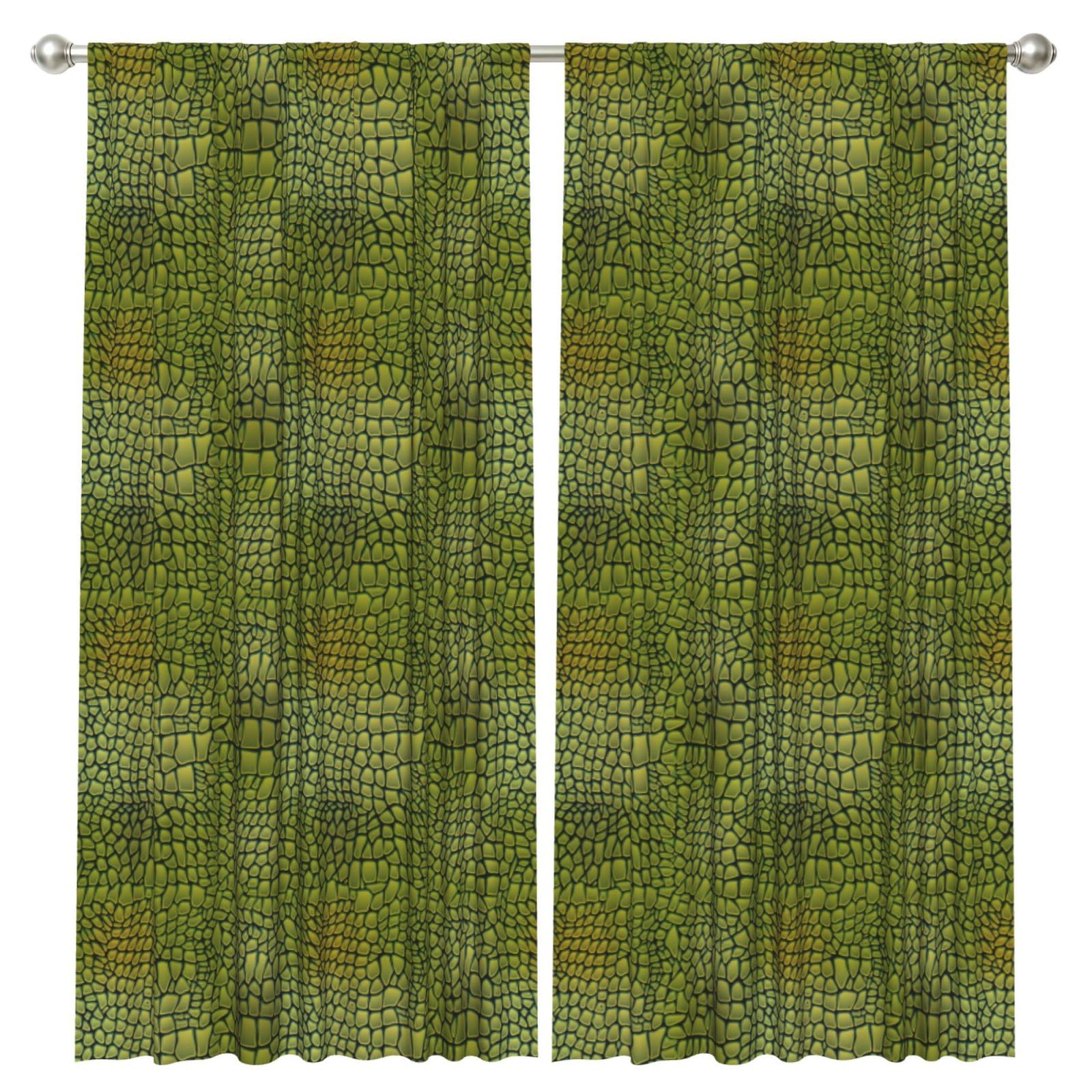 InOmak Crocodile Skin Pattern, 2 Panels Window Curtains 52 x 84 Inch Blackout Curtains for Living Room Bedroom