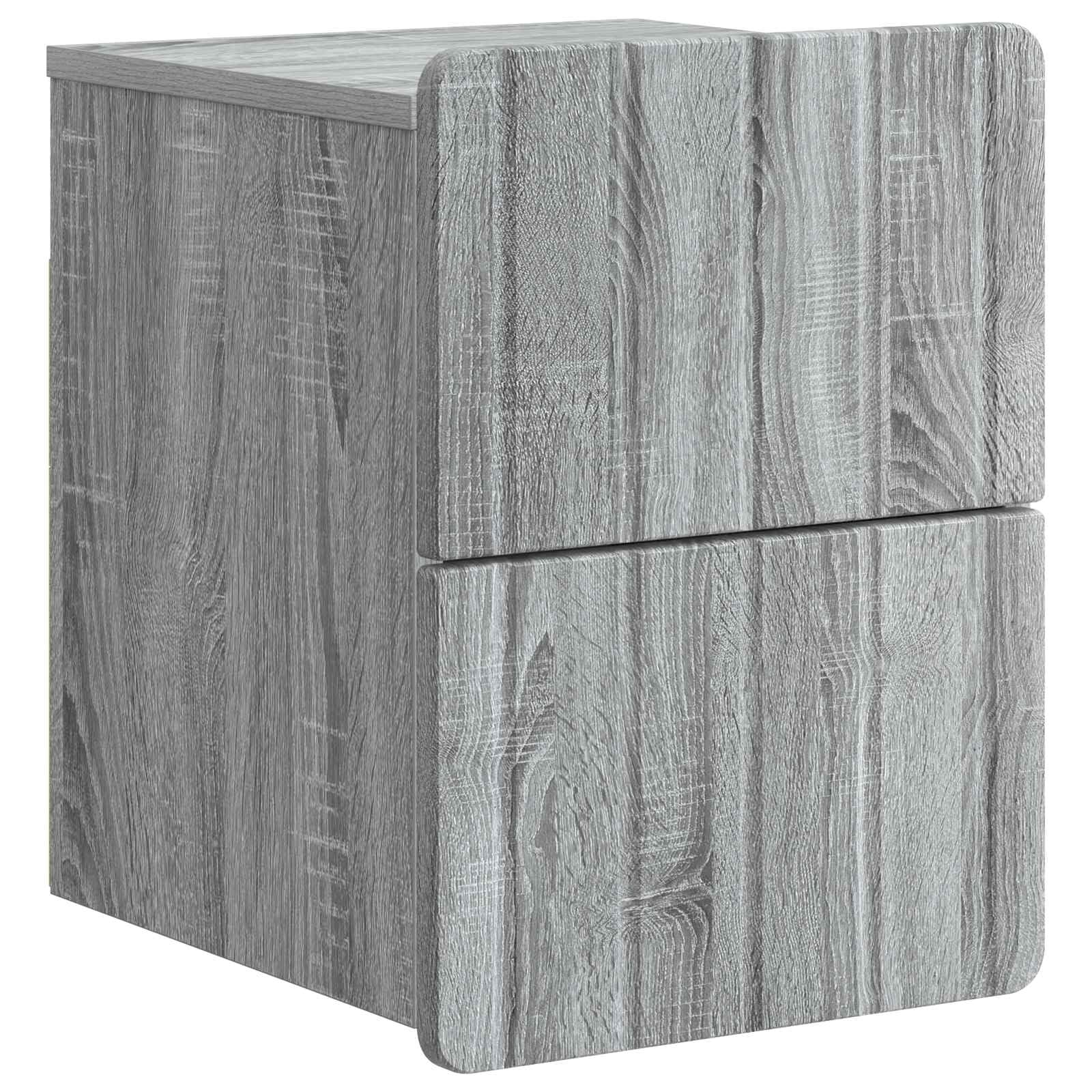 Table de nuit suspendue gris sonoma 33x34,5x43 cm avec 2 tiroirs