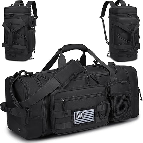 Mochila táctica para gimnasio y viaje, mochila multifuncional para hombre, 45L, bolsa de lona deportiva militar con compartimento para zapatos y