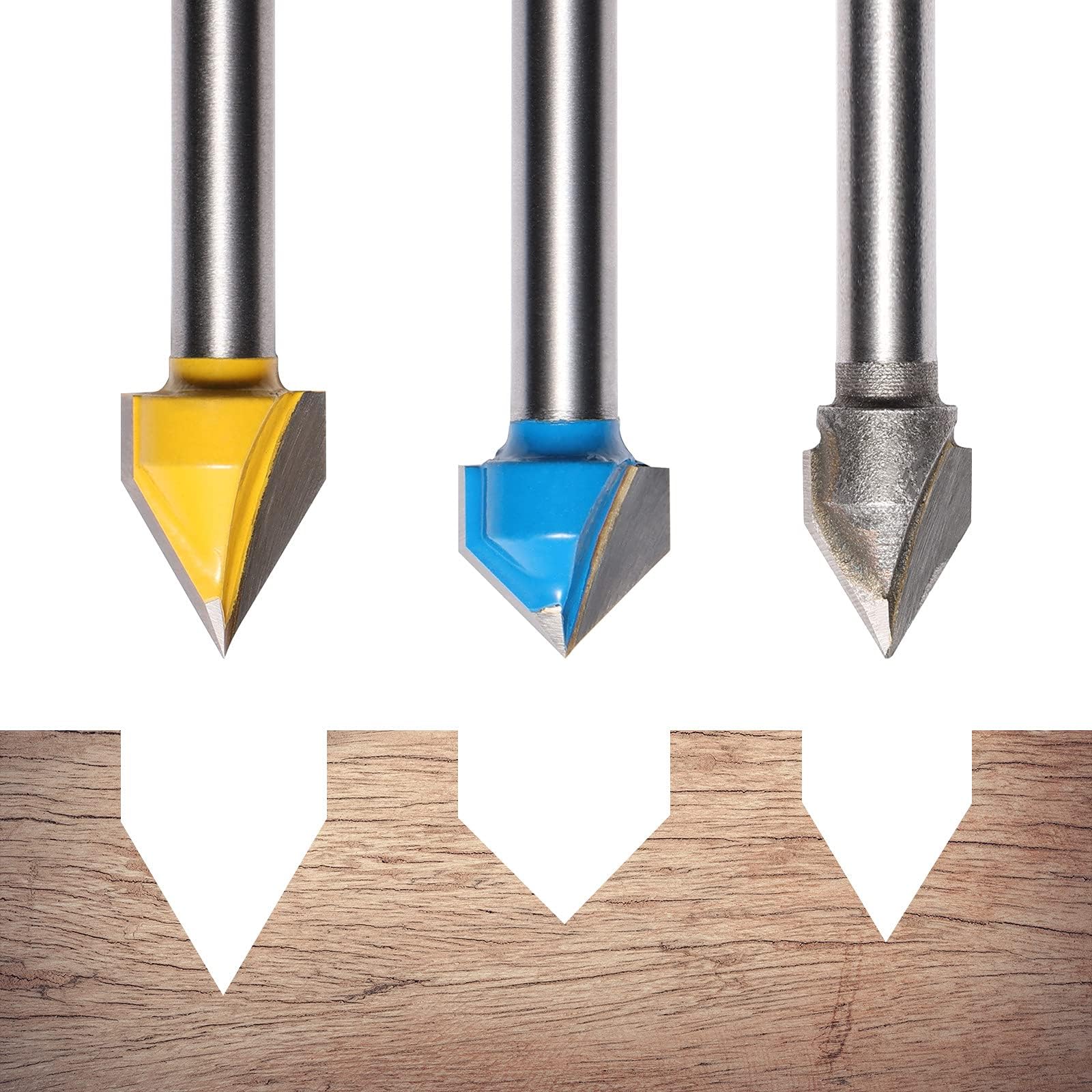 Genmitsu 1/4'' V Grooving Router Bit Set, 60 Degree & 90 Degree CNC Router Bits - Image 3