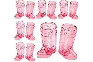 Mini Cowboy Hats for Bottles - 12-Pack Reusable Plastic Boot Cups for Themed Parties