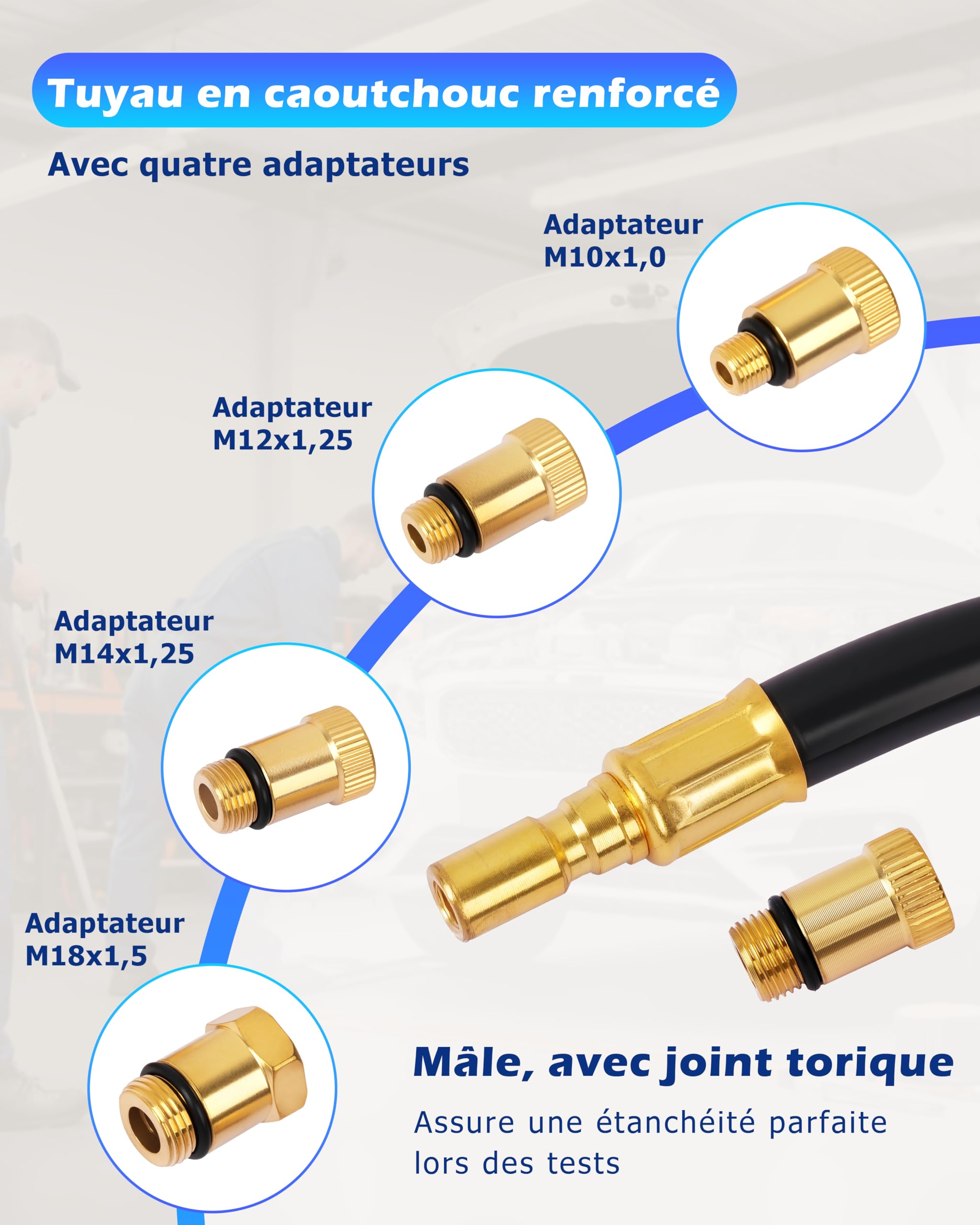 DAYUAN Testeur de Compression, Coffret de compressiomètre Set de compresseur pour Tous Moteurs Deux Kfz M10 M12 M14 M18 0-20 bar & 0-300 psi