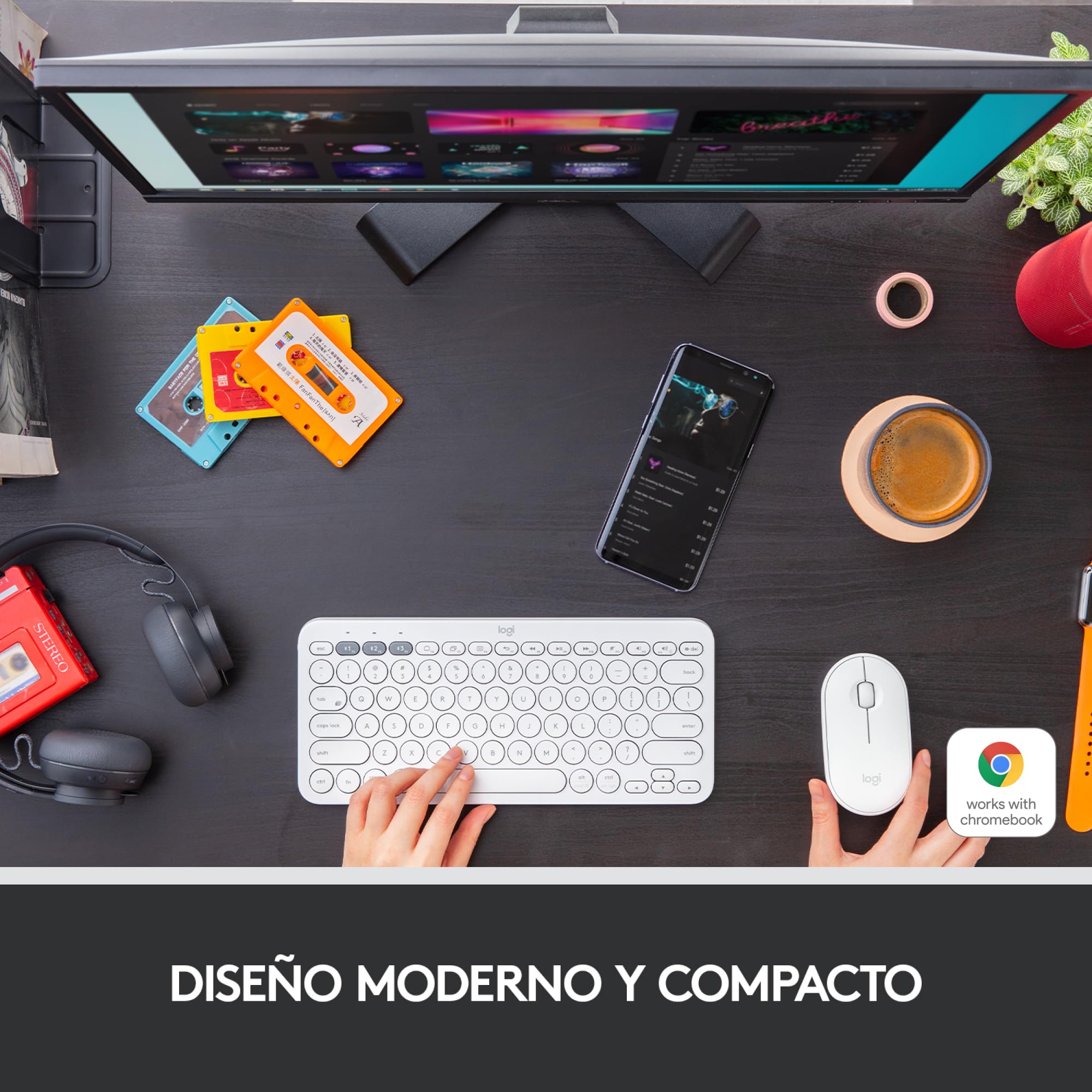 Logitech Pebble ratón inalámbrico con Bluetooth o Receptor de 2,4 GHz