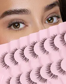 Cílios postiços Wispy cílios postiços naturais cílios de vison tiras pequenas cílios Wispies cílios curtos aparência natural cílios olhos pacote 7 pares