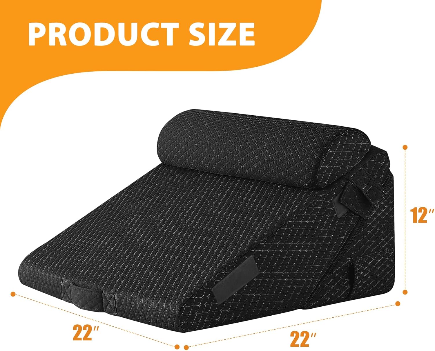 3PCS Wedge Pillow Set for After Surgery, Adjustable 9&12 Inch Bed Wedge Pillow for Sleeping, Incline Pillow Wedge for Headboard, Post Surgery, Acid Reflux, Neck&Back Support, Plush Black - Image 3