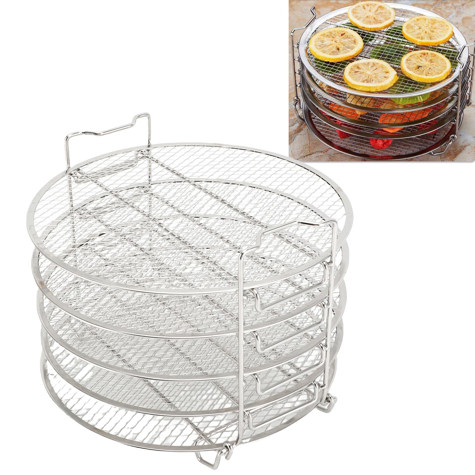 5 Layer Stainless Steel Dehydrator Stand, Easy Food Preparation Rack, Stackable for Foodi 6.5qt, 8qt, Stackable Dehydrator Stand