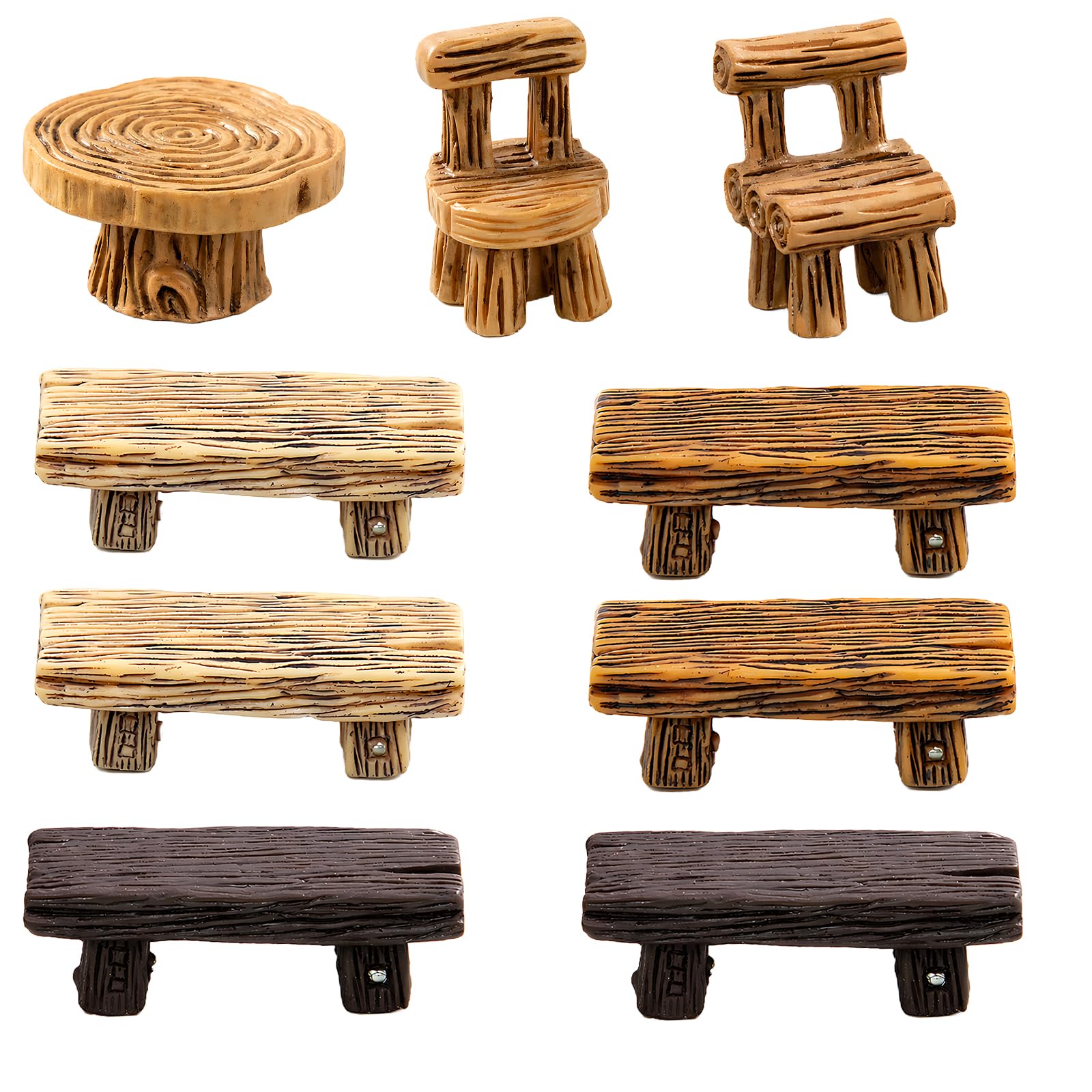 9Pcs Fairy Garden Accessories, Miniature Garden Accessories, Ideal for DIY Projects, Exquisite Outdoor & Indoor Decor Collection, Round Table and Chairs Set for Garden Displays
