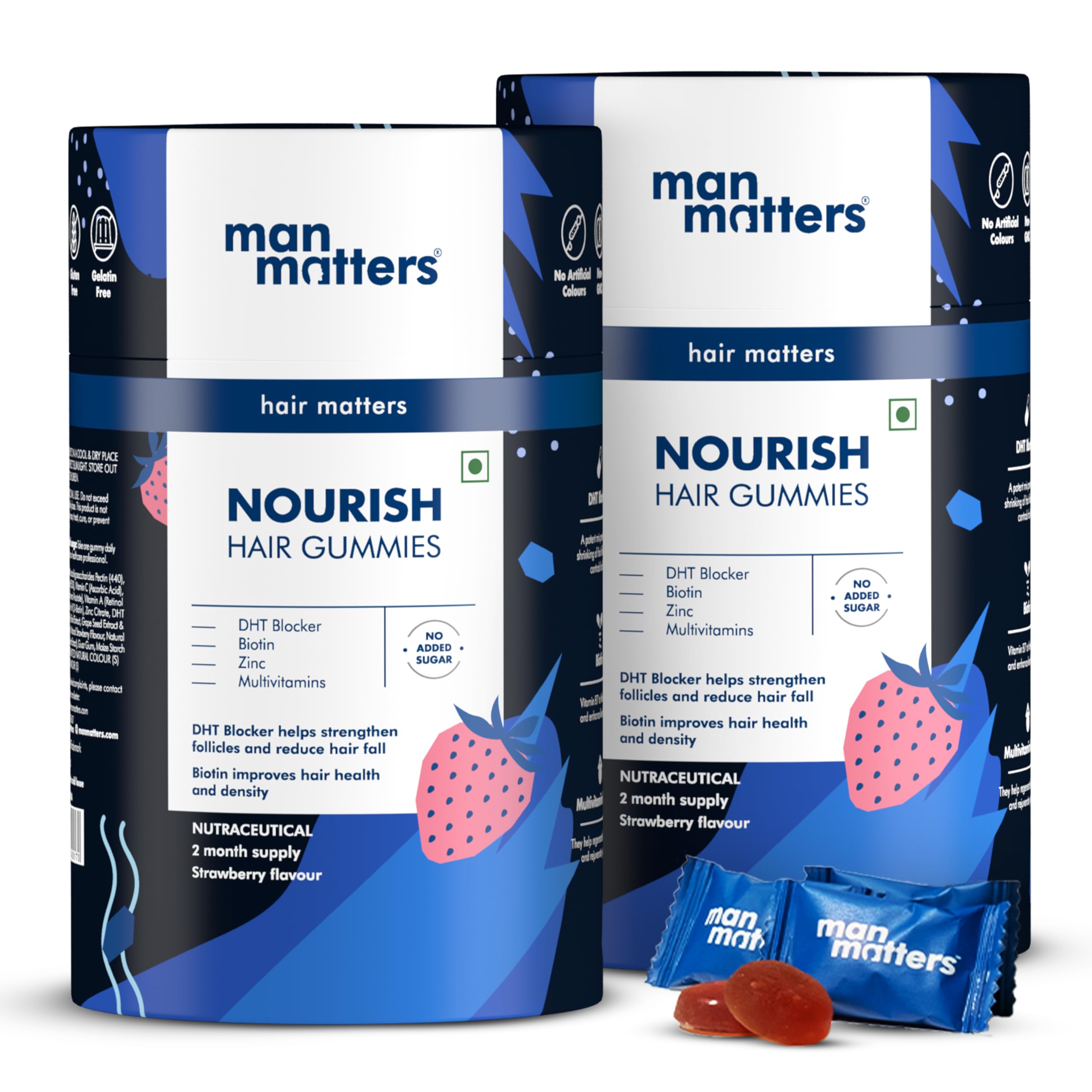 Man Matters Biotin Hair Gummies | 120 Days Pack | No Added Sugar | Enriched with Biotin Vitamin A, C, E & Zinc | Keeps Hair Healthy & Strong |100% Vegetarian (B09FJR2YWS) Amazon Price History, Amazon Price Tracker