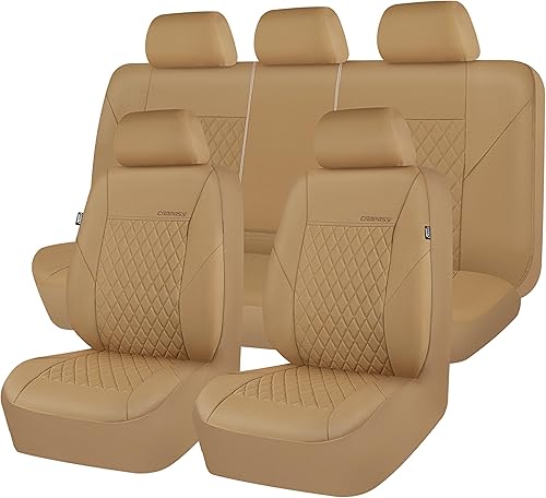 Miniatura 69 de CAR PASS Fundas de asiento de cuero morado, funda acolchada para asiento de automóvil con esponja compuesta de 0.197 in en el interior, compatible