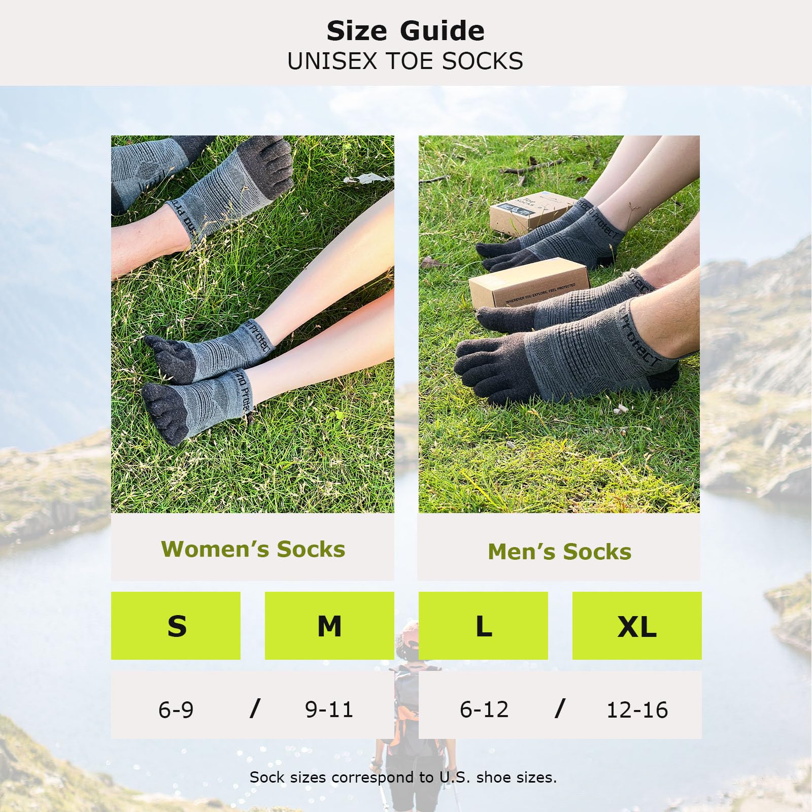 Merino Protect Chaussettes à cinq orteils en laine mérinos pour homme et femme - Chaussettes légères Coolmax à coupe basse pour la randonnée
