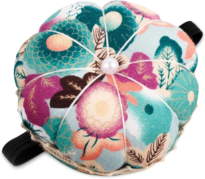 Rolybag Alfileteros Alfileres Cojines con Correa Elástica Muñequera Lindo Cojín de Aguja de Calabaza para Coser Alfileres de Agujas Usables para Costura o Manualidades de Bricolaje (Impresión Verde)