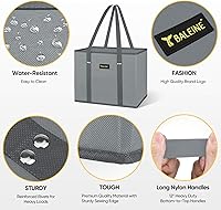 Vista 6 de BALEINE 3 bolsas reutilizables para comestibles, bolsas de compras plegables para comestibles con parte inferior reforzada y asas (mosaico)