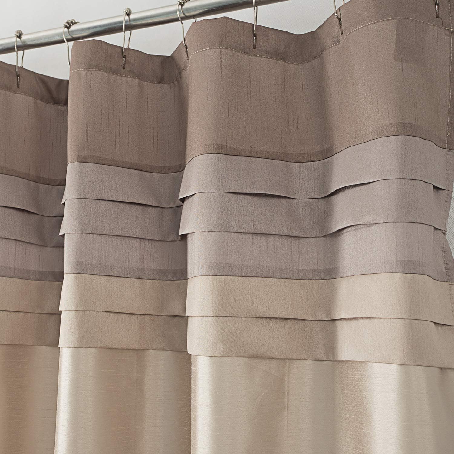 70×72 Shower Curtains for Bathroom 3-Color Stitching Polyester Light Brown Shower Curtain Without Hooks