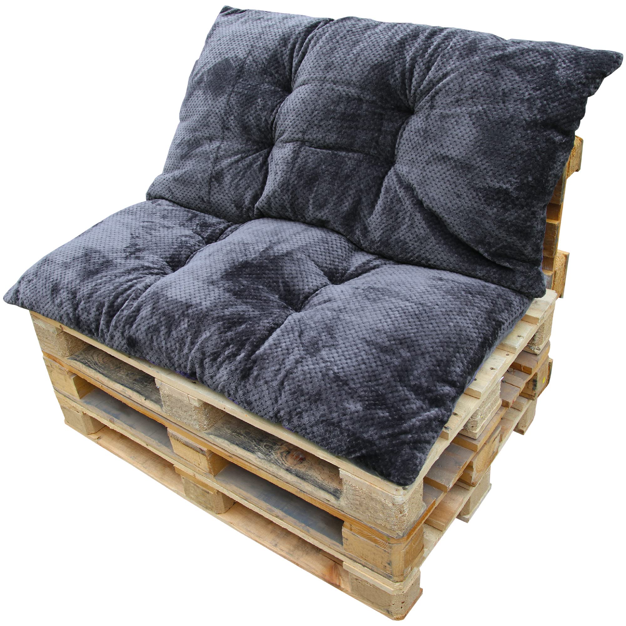 Bestlivings Poduszki na palety w zestawie 2 szt. (antracyt) / poduszki relaksacyjne, nakładki na palety, 70 x 120 cm, miękkie uczucie kaszmiru, górna część w kropki / spód jednokolorowy