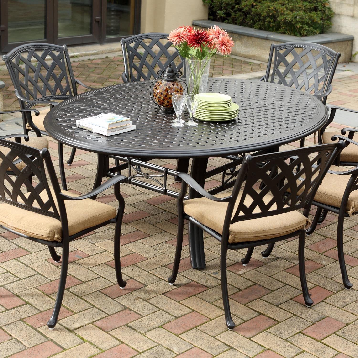 Amazon.com: Darlee Ocean View 9 Piece Cast Aluminum Patio Dining