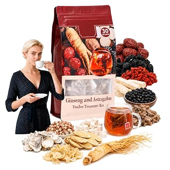 MellowSoul Ginseng Astragalus Herbal Tea, Twelve Treasures, 30 Tea Bags
