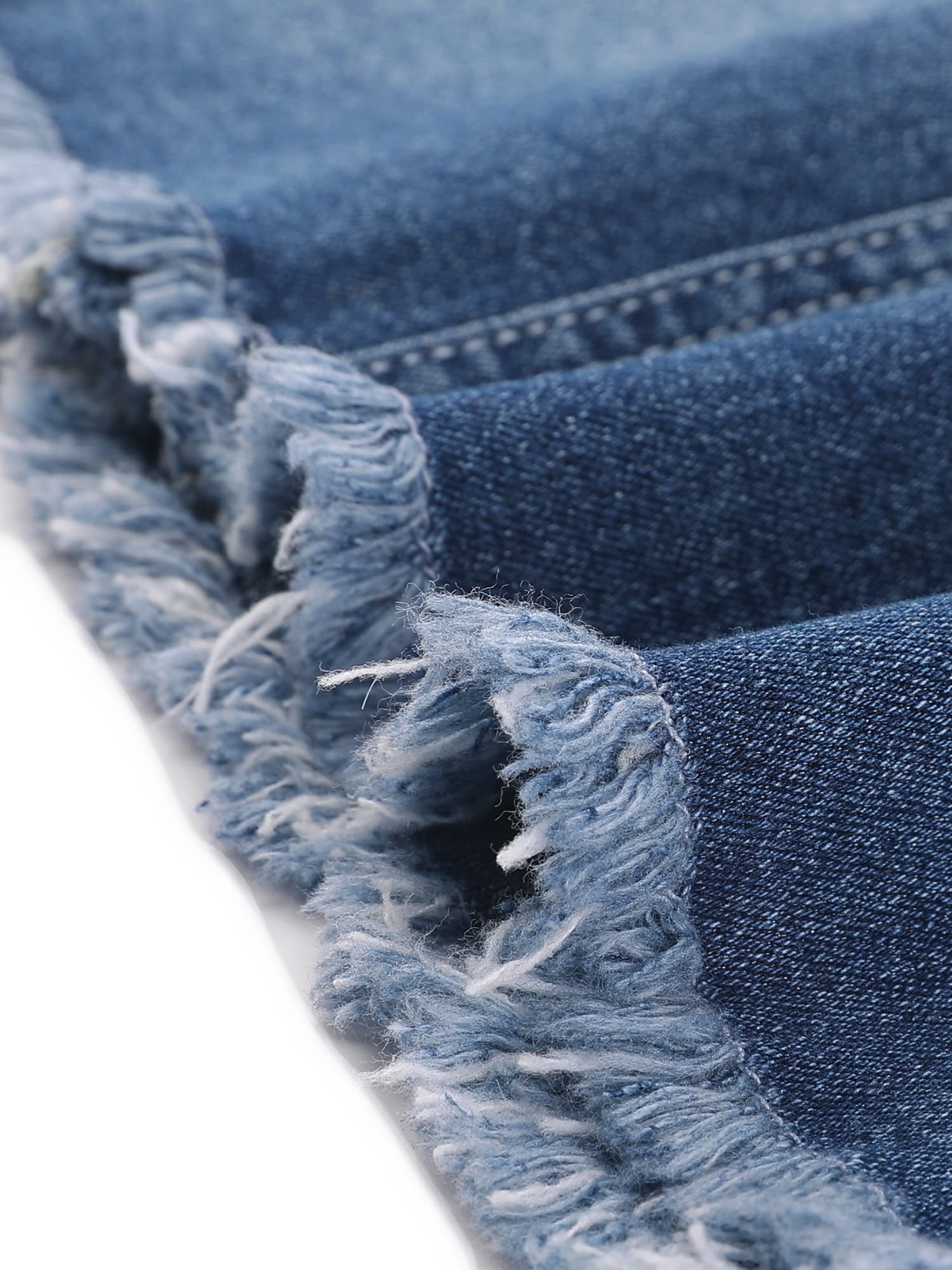 Allegra K Jupe en jean délavé taille haute avec ourlet déchiré pour femme, bleu vintage, Taille S