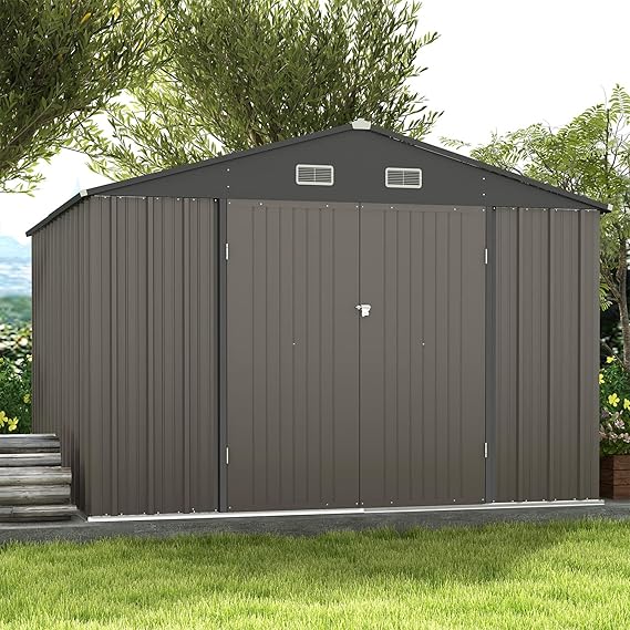 Patiowell 10 x 10 FT Outdoor Storage Shed,Metal Yard Shed