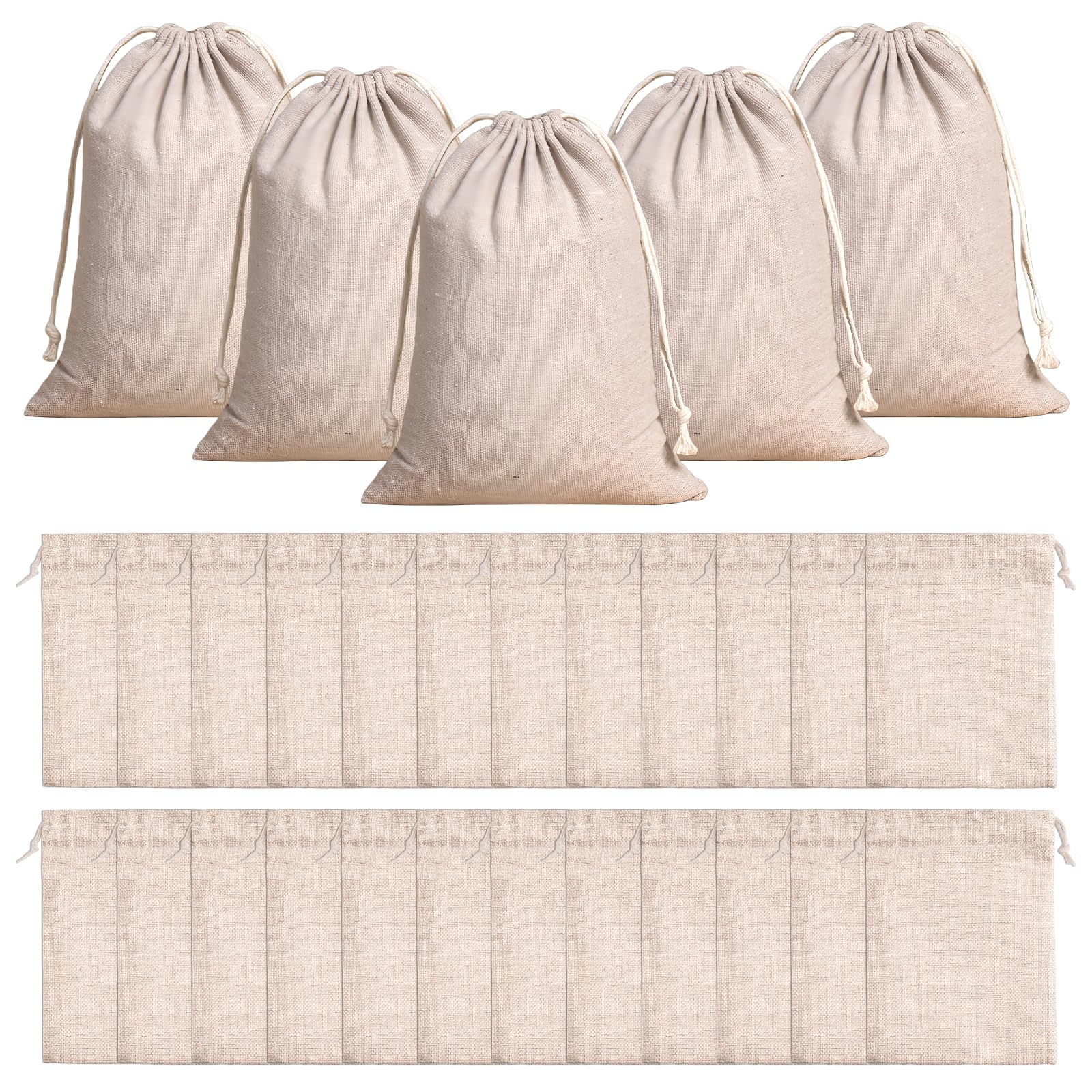 Lot de 30 sacs en coton avec cordon de serrage 8 x 10 cm sacs réutilisables en jute, petits sacs à bijoux, sac cadeau avec cordon de serrage pour bijoux, bricolage