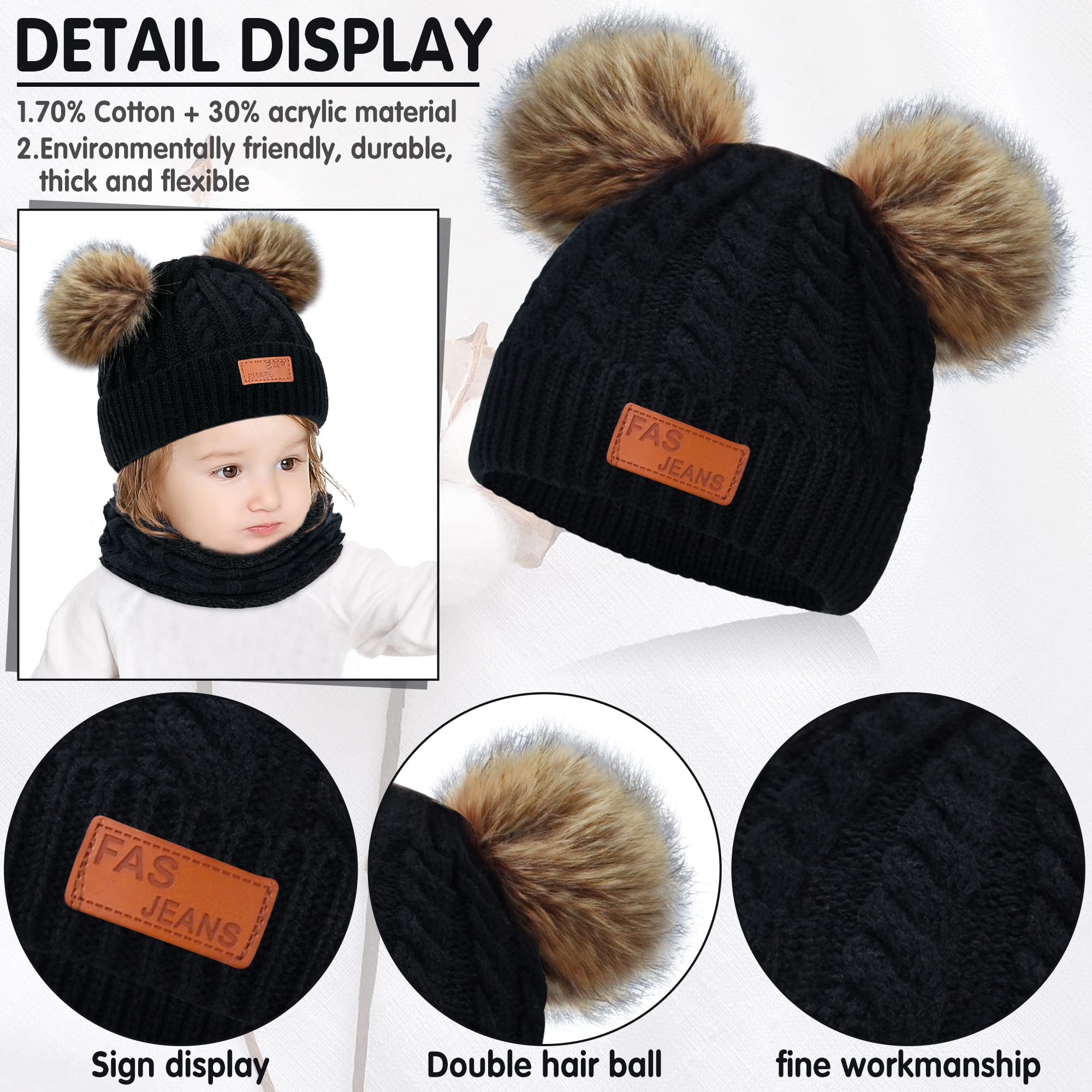 beifon Kinder Wintermütze Schal Handschuhe Mädchen Set Kindermütze Strickmütze Kinder Mütze Schal Set Mütze Jungen Warme Winter Beanie Hut Handschuhe runder Schal Set für Kinder 3-8 Jahre