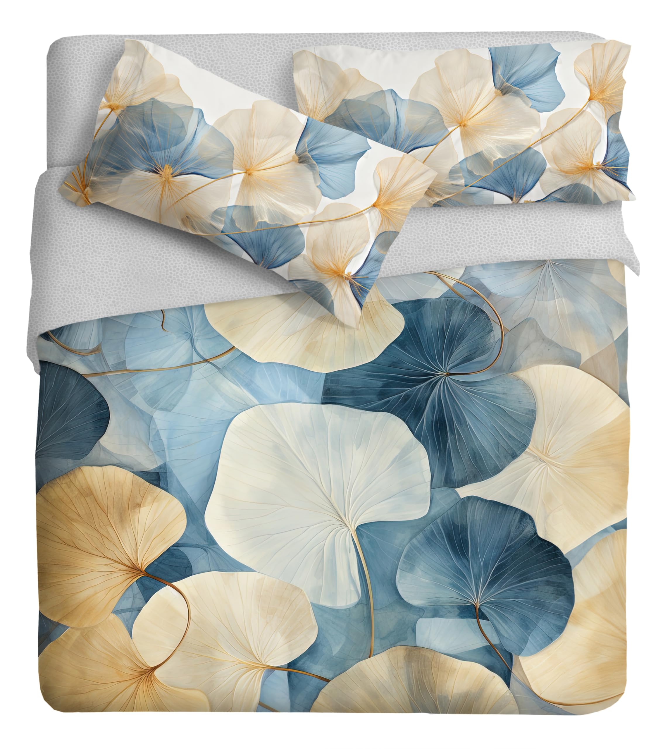 Motif nénuphar parure de lit 1 place 1/2 pour chambre zen moderne