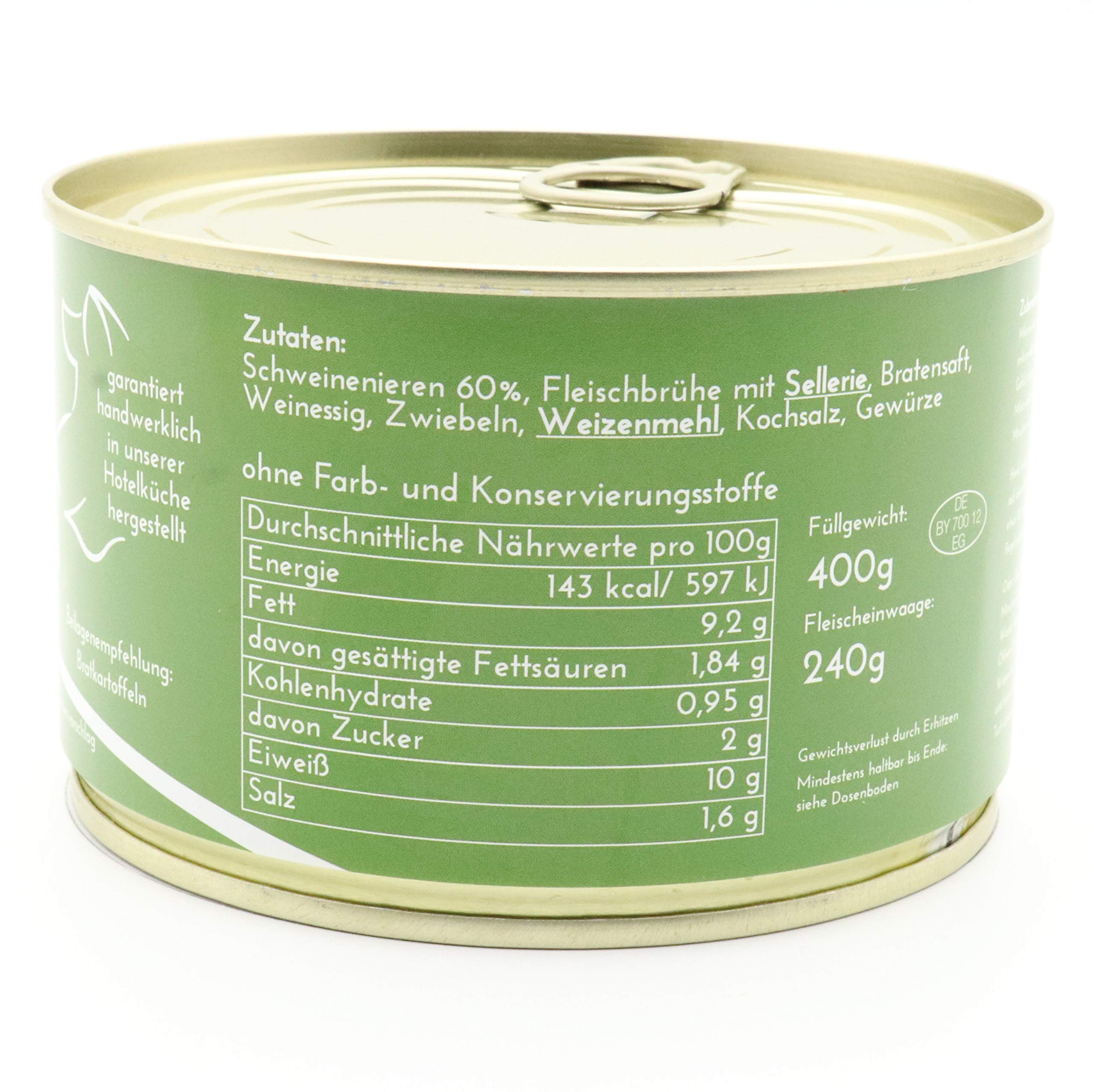 Diem Innereien Paket (Kalb & Schwein) (2 x Saure Nieren vom Schwein / Landschwein, 2 x Saure Kutteln vom Kalb / Milchkalb, 2 x Saure Lunge vom Kalb / Saures Lüngerl ) 6 x 400g Konserve