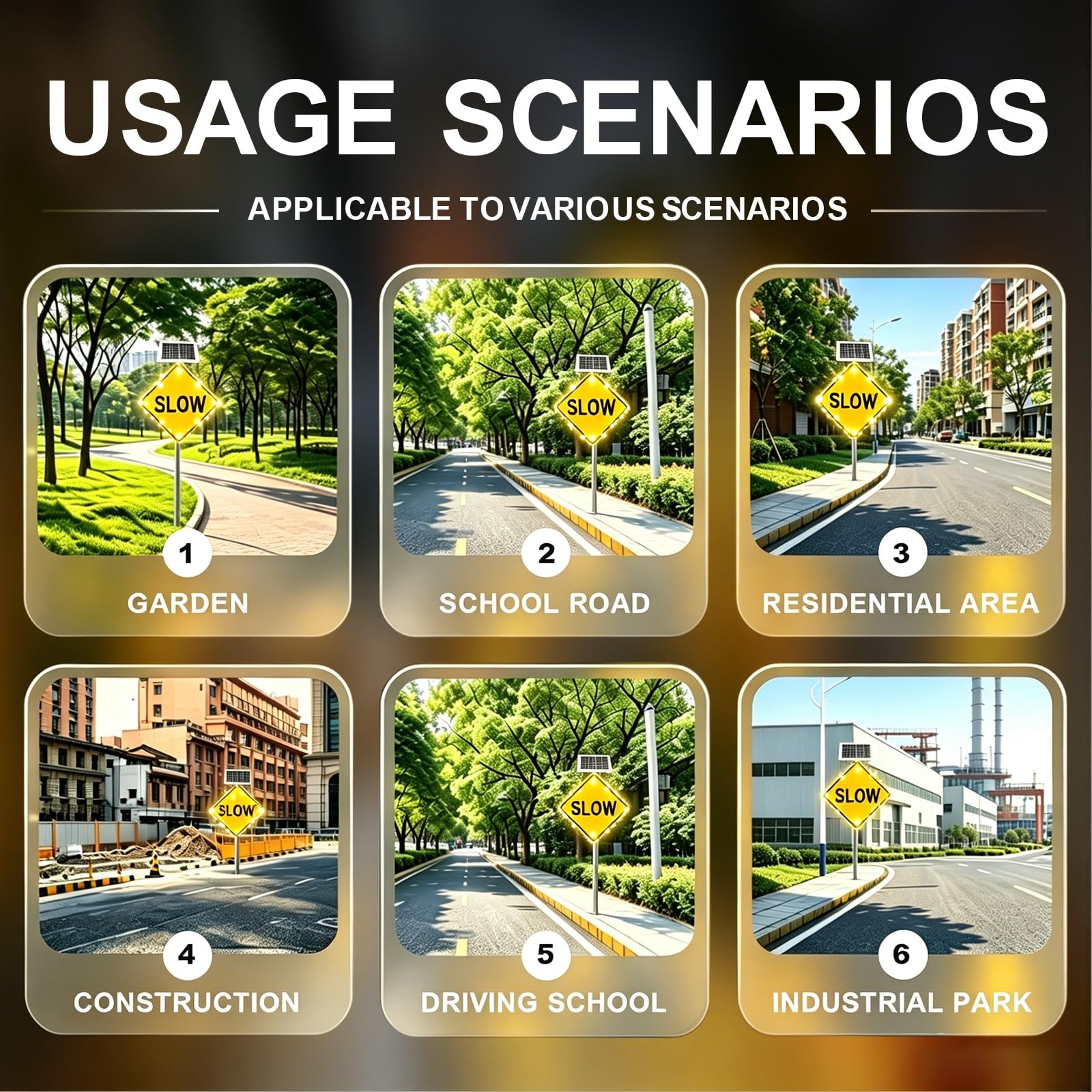 Segnali D'avvertimento Alimentati Solari Della Strada Pedonale con Luce Lampeggiante del LED, non Richiede Cablaggio, Utilizzare All'interno Dell'area Dello Stabilimento