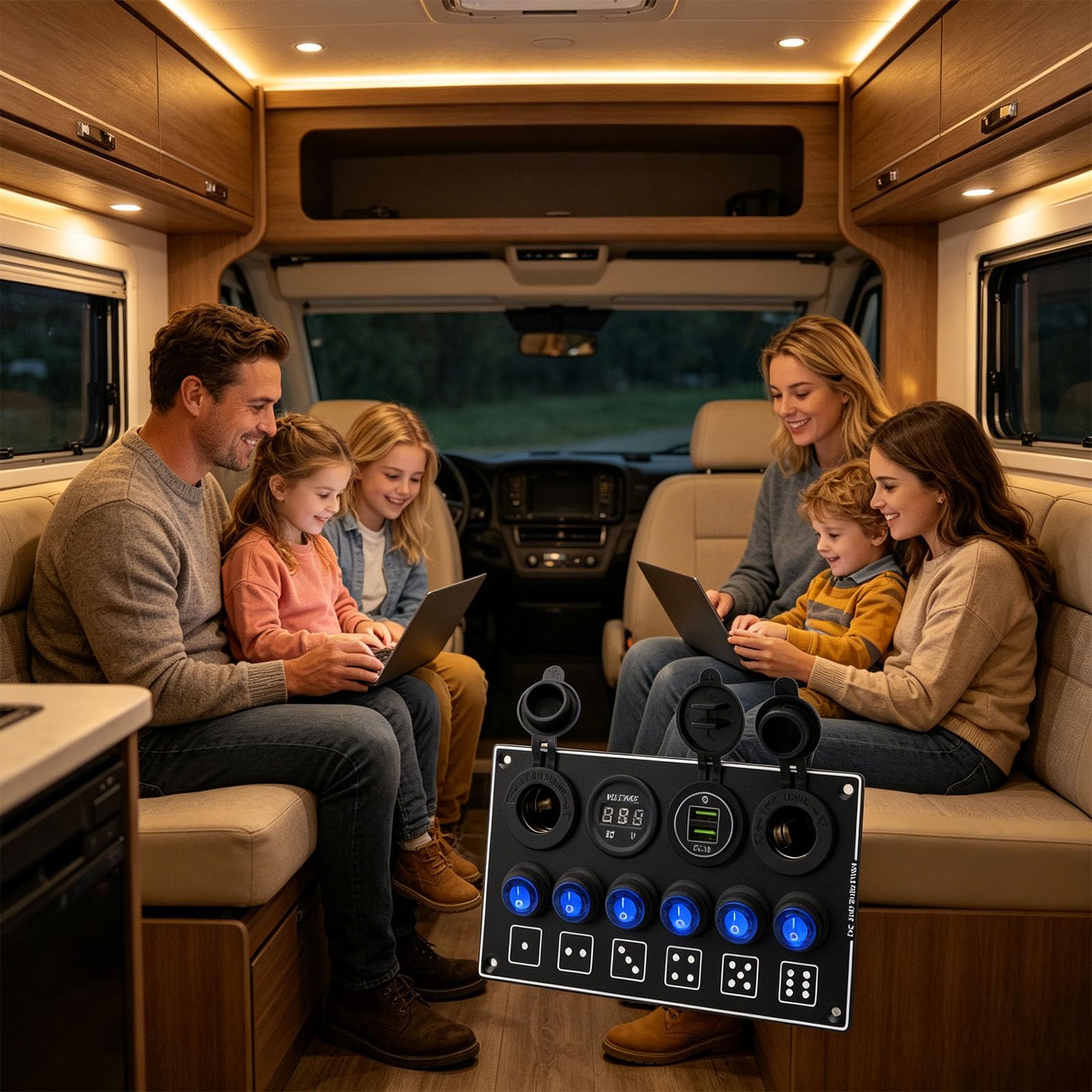 Placa de botones multiusos de 12 V y 6 puertos con enlaces de