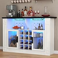 Gyfimoie Wine Bar Cabinet with RGB LED Lights, Glass Doors, Removable Racks - Versatile Home Liquor Cabinet for Kitchen & Living Room