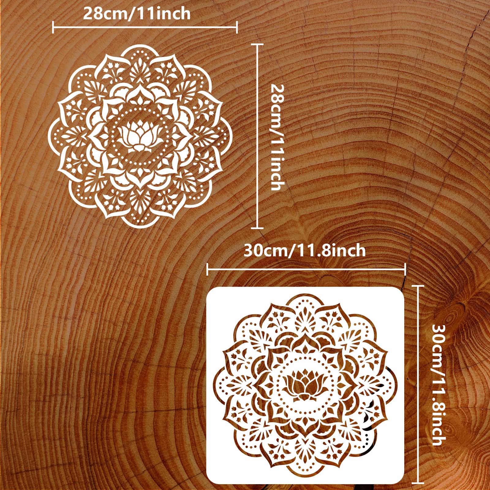 Stencil Loto Mandala 30x30 Cm - Per Pittura Parete, Legno E Decorazioni, Riutilizzabile E Facile Da Usare - Foto 13
