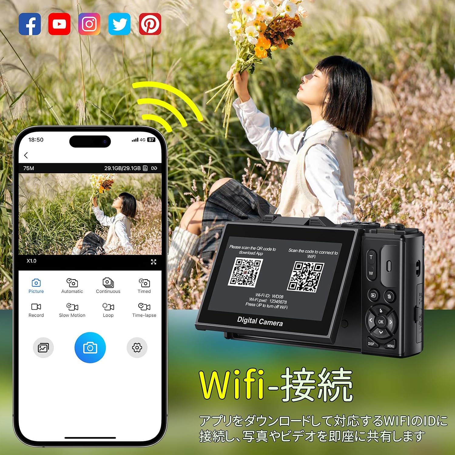 デジタルカメラ 5K 7500万画素 デジカメ スマホに送れる WIFI デジタルカメラ 5K 7500万画素 デジカメ スマホに送れる WIFI