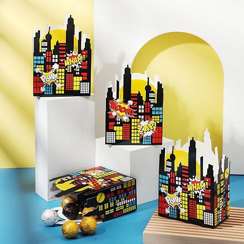 Miniatura 3 de Outus 24 cajas de recuerdos de fiesta, cajas de dulces con temática colorida, cajas de cartón para regalos, cajas de galletas para niños,