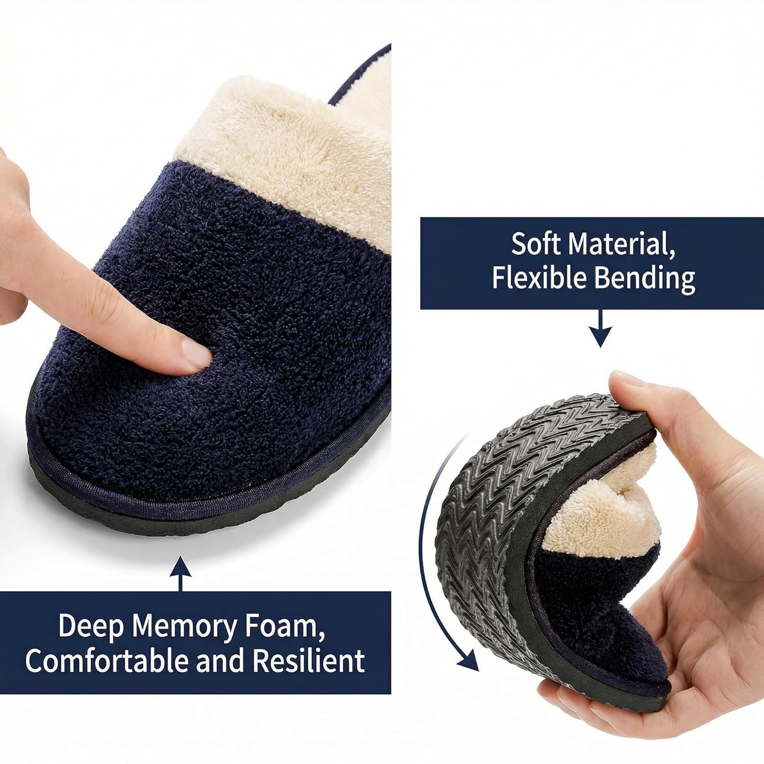 Goaste 8 Pairs Disposable Home Slippers, Non Slip Hotel Slippers, Washable Coral Fleece Spa Slippers, Closed-Toe Guest Slippers in 2 Colors for Men Women Guests, Home, Bathroom, Bedroom, Hotel, Travel - Image 7