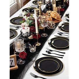 WDF 180 Pieces Black Plastic Silverware - Plastic Silverware Set Include 60 Forks, 60 Knives, 60 Spoons - Heavy Duty Black Disposable Cutlery - Disposable Utensils for New Year, Wedding
