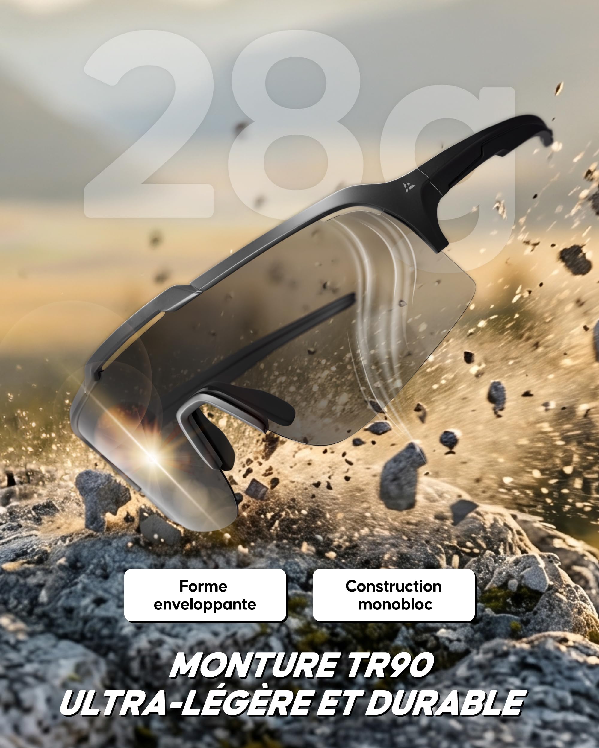 DANISH ENDURANCE Lunettes de Soleil Sport TR90, Maintien Sécurisé, UV400