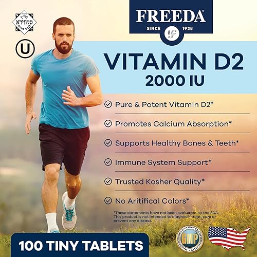 Miniatura 2 de FREEDA Vitamina D2 2000 UI  Vitamina D vegana para fortaleza ósea y apoyo inmunológico  Suplemento vegano de ergocalciferol D2  100 tabletas