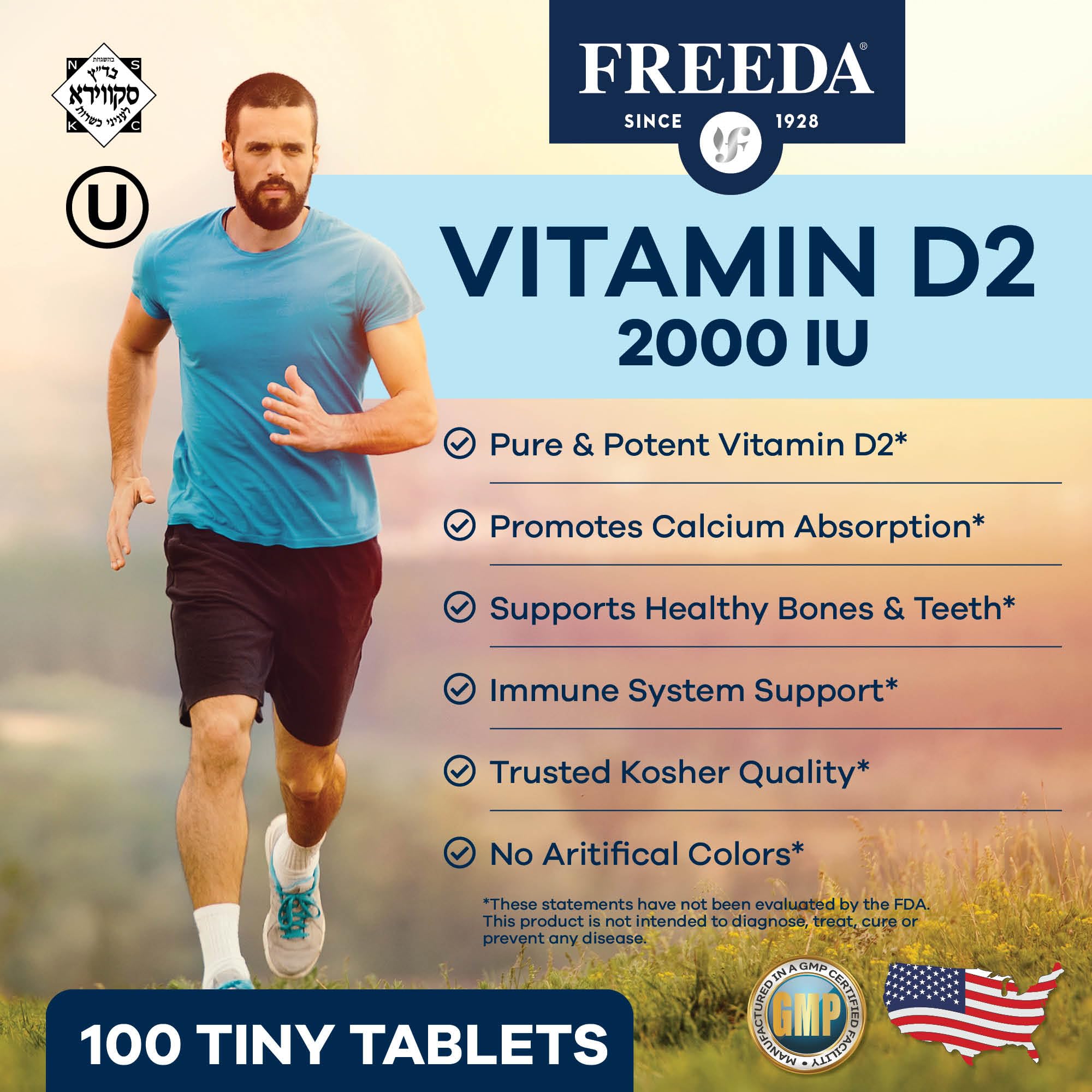 FREEDA Vitamin D2 2000 IU for Bone & Immune Support – Vegan, 100 Tablets — Amazon image 2