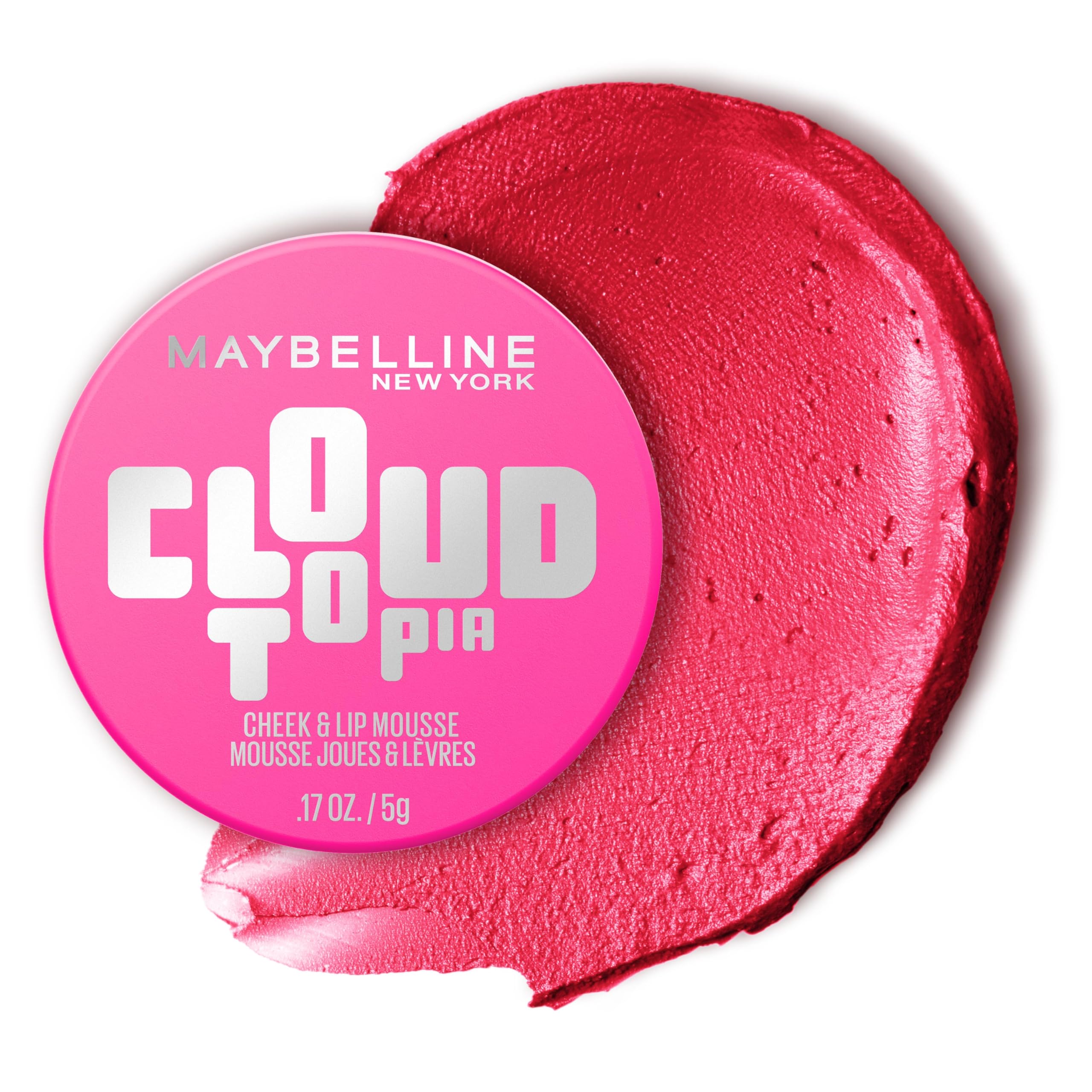 Maybelline Cloudtopia Blush for Cheeks and Lip Mousse, Ultra-Vivid, Pigmented Formula for Up to 14HR of Blush and Lip Makeup Color, Pink Daydream, 1